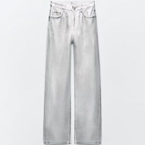 NEW Zara Silver Metallic Jeans size 0/25